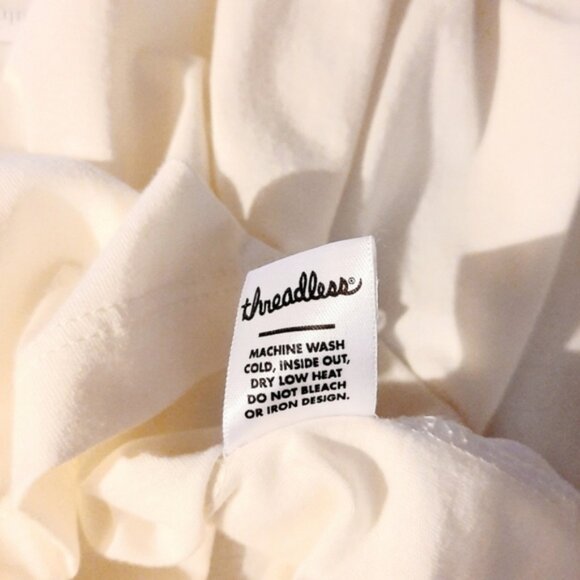 THREADLESS - NWOT 100% Cotton Scoop Neck Cap Sleeve T-Shirt Light Top Ivory Sz M - Picture 15 of 16